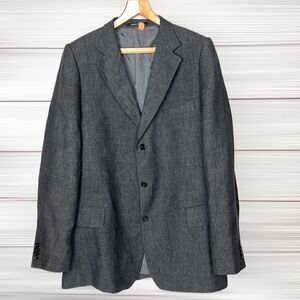 DANIEL HECHTER Paris Linen Blazer Suit Jacket Double Vents Single Breasted